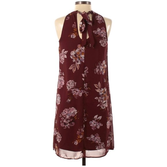 MAURICES Burgundy Floral Mini Dress - Picture 2 of 7